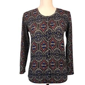 PREMISE‎ STUDIO S Paisley Cardigan Black Red Long Sleeve Funky Chic Layering